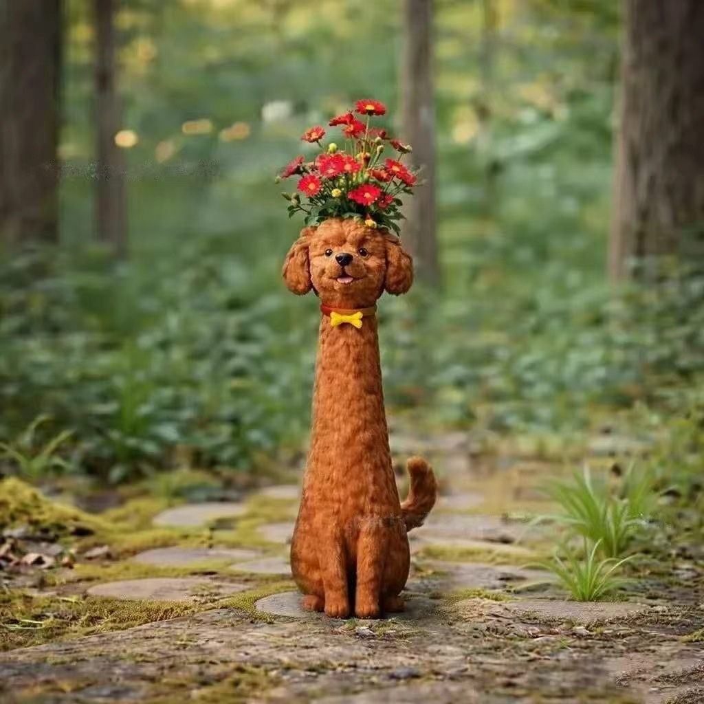 Dog Flower Vase Gift Set