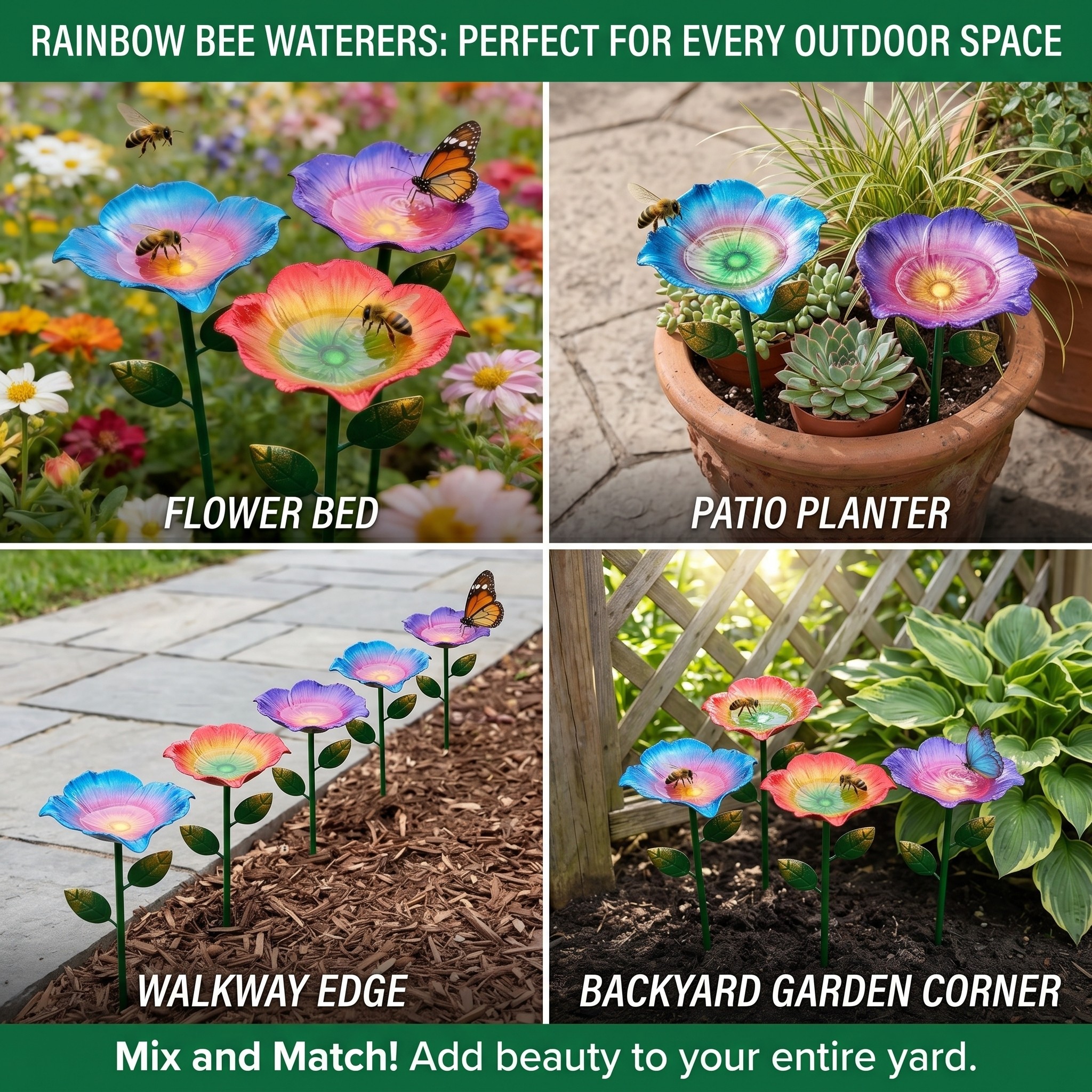 Turn Your Yard Into a Pollinator Paradise - Rainbow Bee Watering Flowers