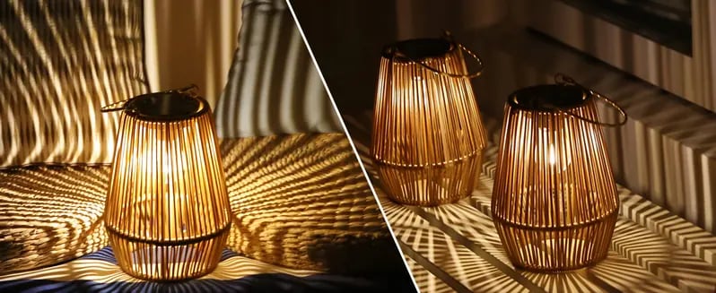 Product Introduction of Handwoven Rattan Solar Lantern, Special Design Outdoor Solar Garden Lights, Waterproof Solar Lights Suitable for Patio, Yard, Porch, Pathway, Decorative Lighting 6