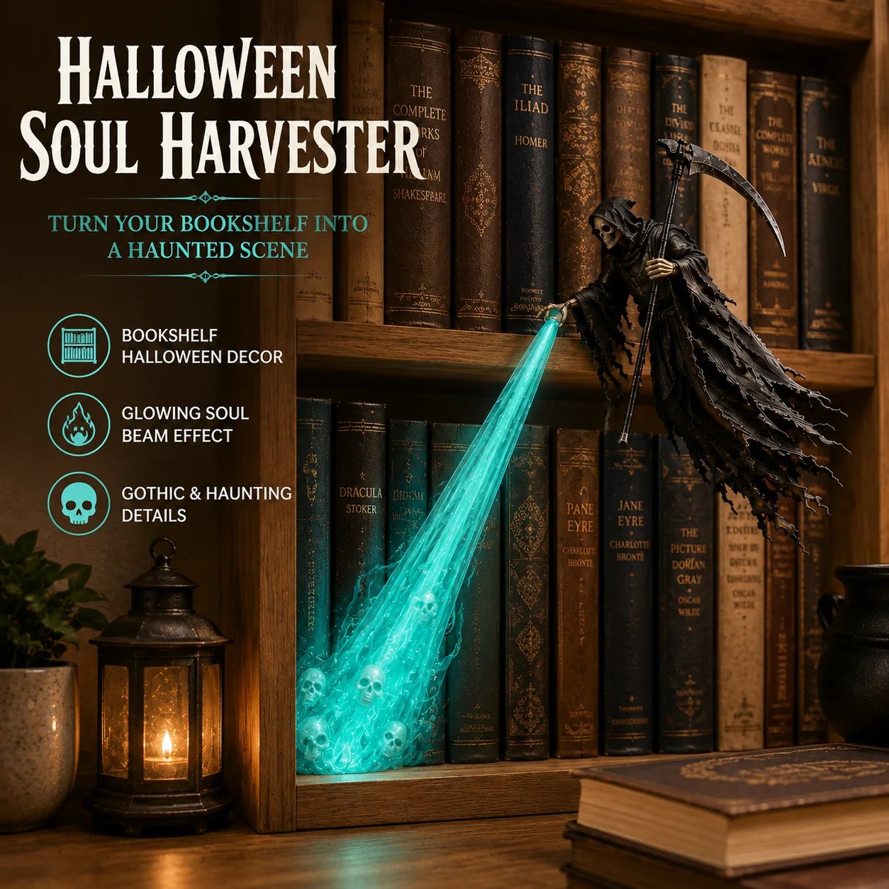 💀 Soul Harvester Halloween Bookshelf Light