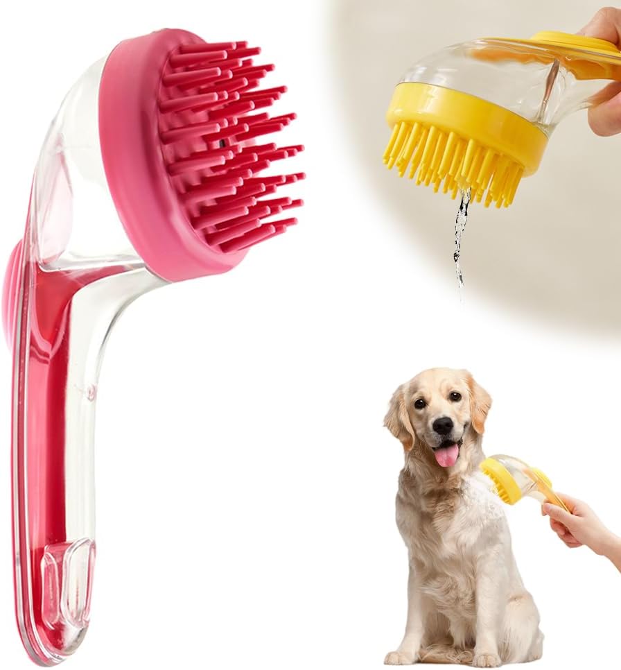 Pet Bath Brush with Shampoo Dispenser