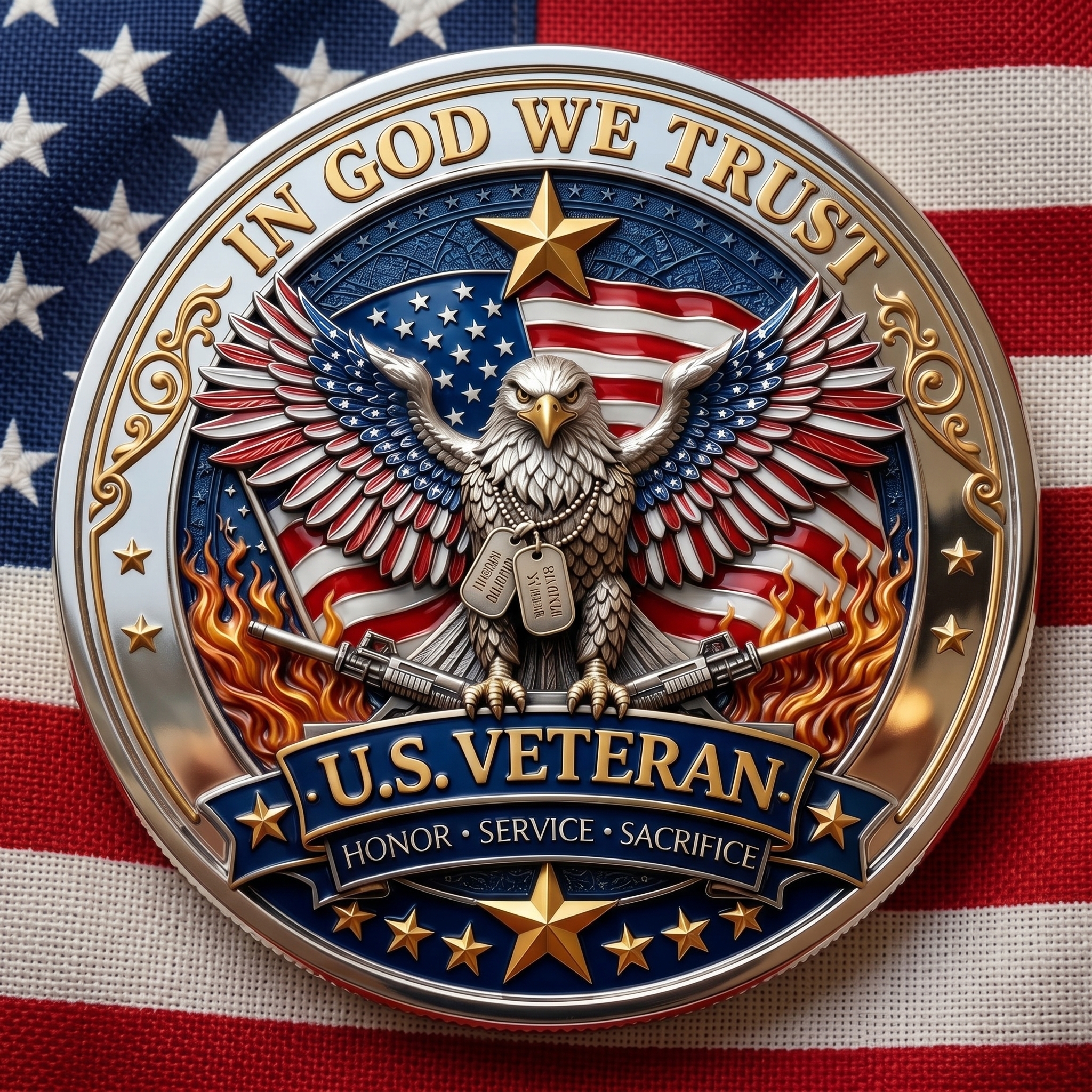 🔥250 Years of Freedom - 3D Relief - Veteran Tribute Coin