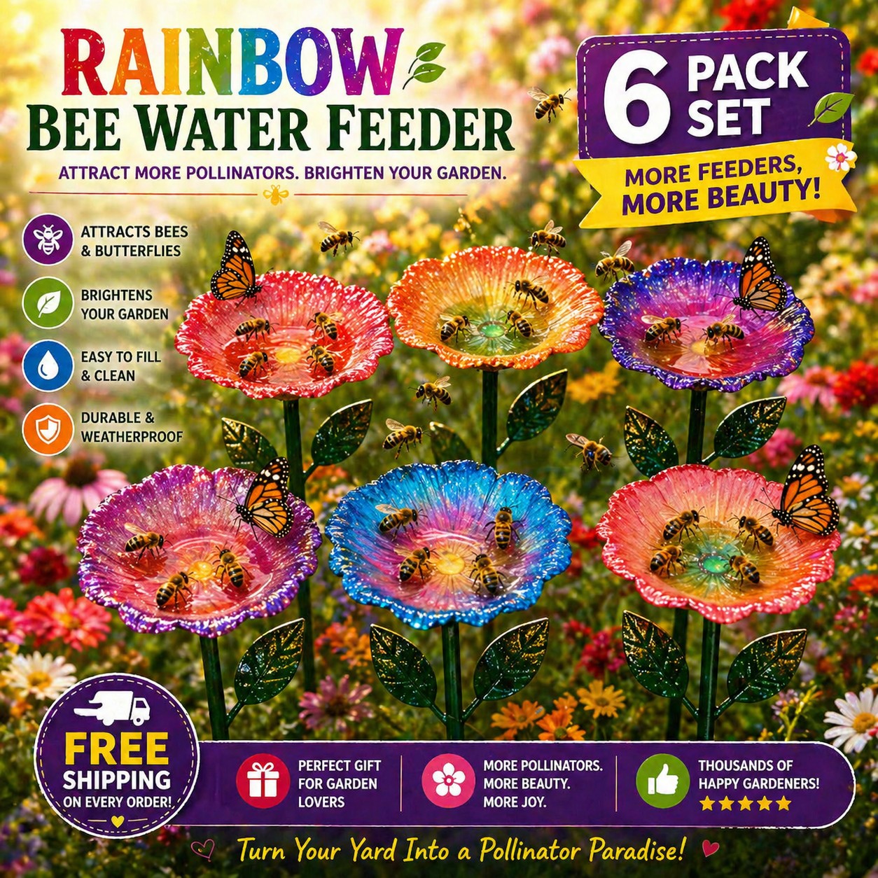 Turn Your Yard Into a Pollinator Paradise - Rainbow Bee Water Feeder
