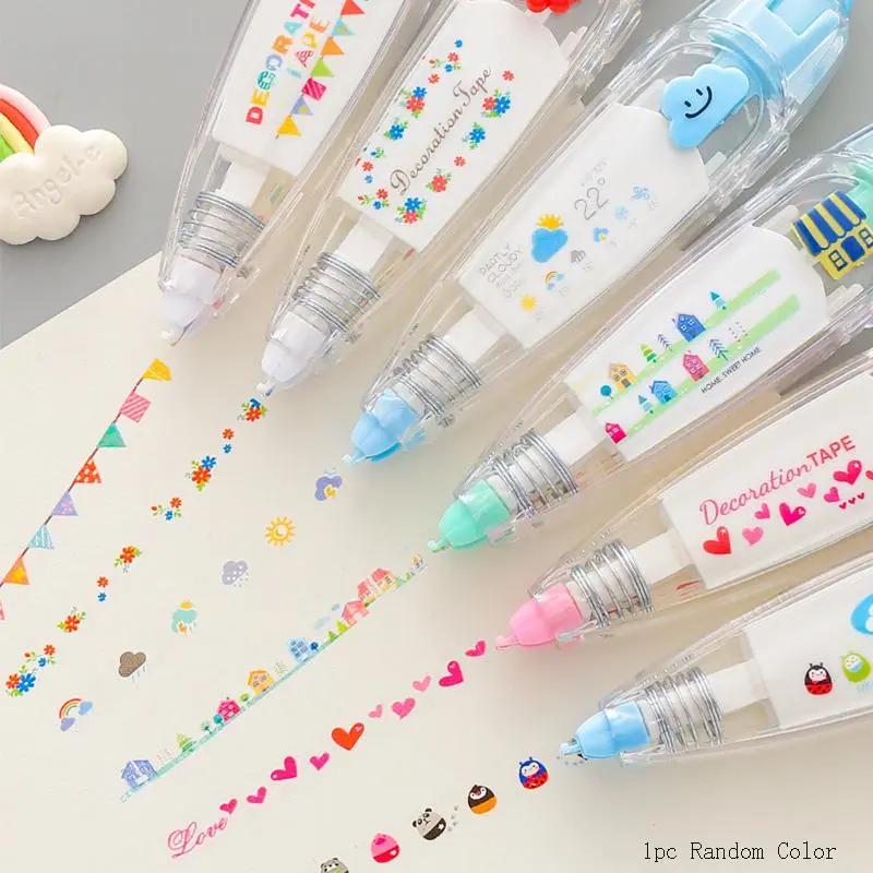 Product Introduction of Press Type Correct Correction Tape, 1 Count Random Correction Tape, Stationery Supplies 15