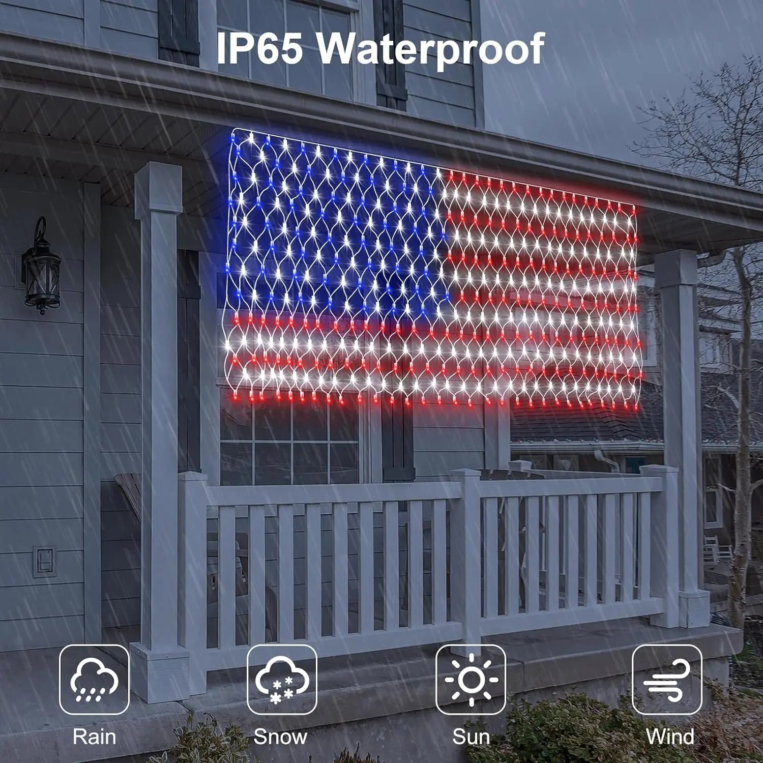 Solar LED American Flag Light for Outdoor Decor