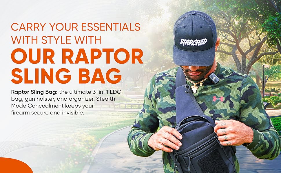 Raptor Sling Bag, Concealed carry bag, EDC bag,Gun holster bag, Tactical bag