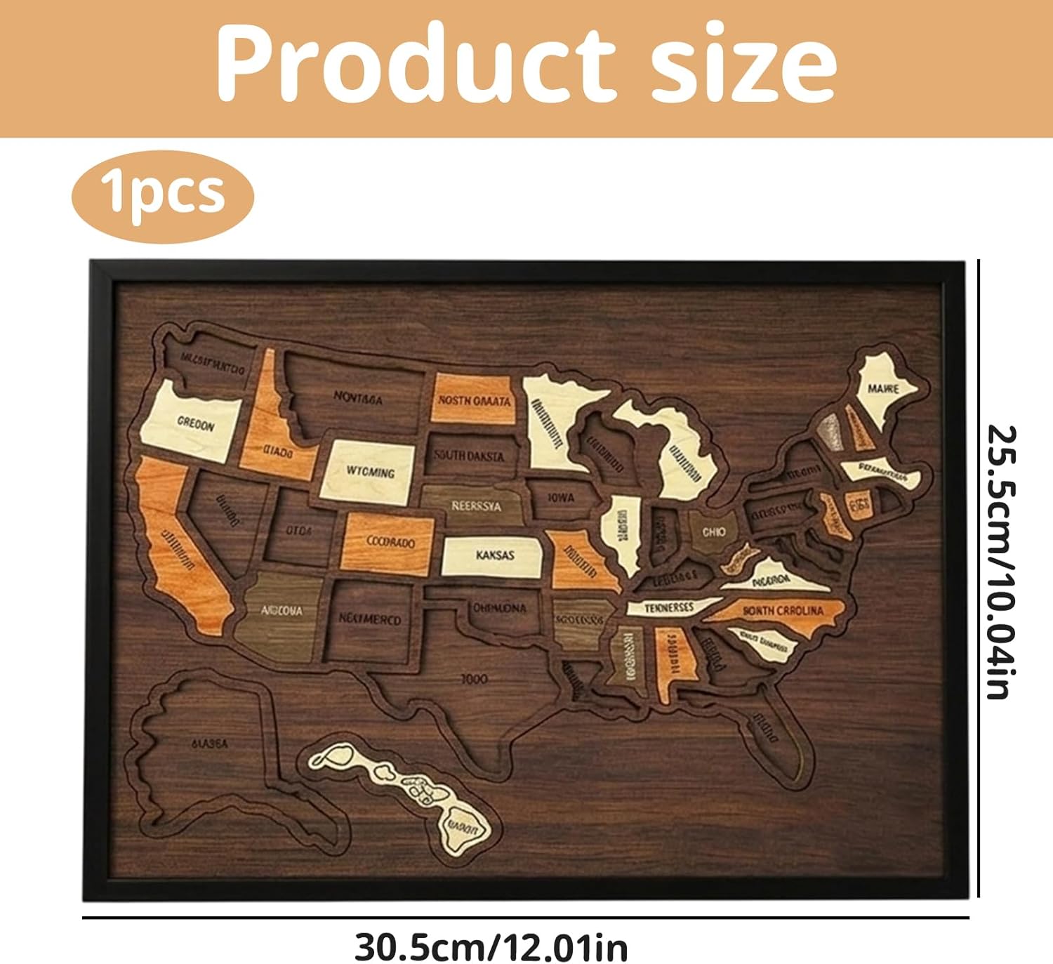 Handmade USA Wooden Travel Map Puzzle for Adventure Lovers