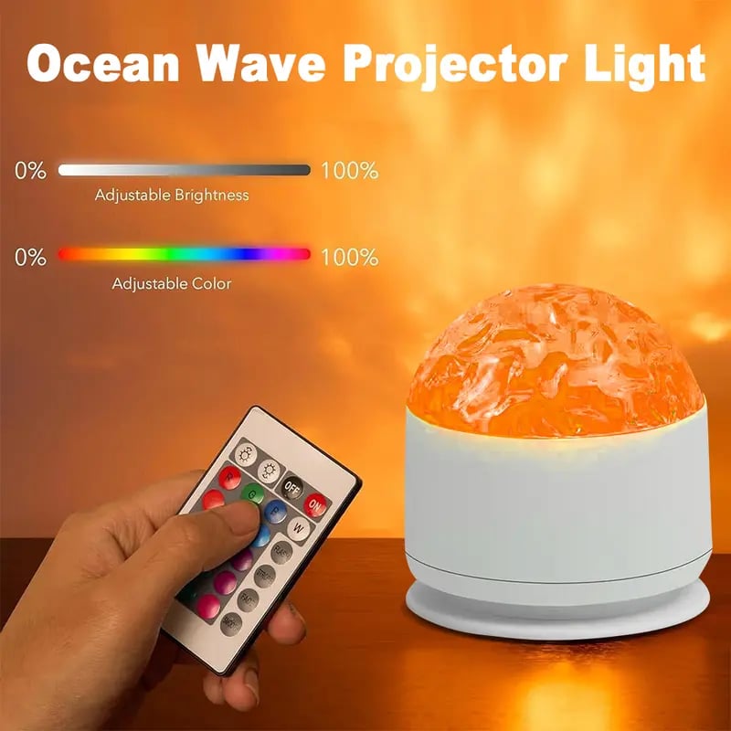 Product Introduction of 2 Scene - Ocean Wave & 3D Water Ripple Projector Light – 16-Color Round Lamp with Control, Relaxation & Romantic Night Ambience. 5 Product Introduction of 2 Scene - Ocean Wave & 3D Water Ripple Projector Light – 16-Color Round Lamp with Control, Relaxation & Romantic Night Ambience. 5