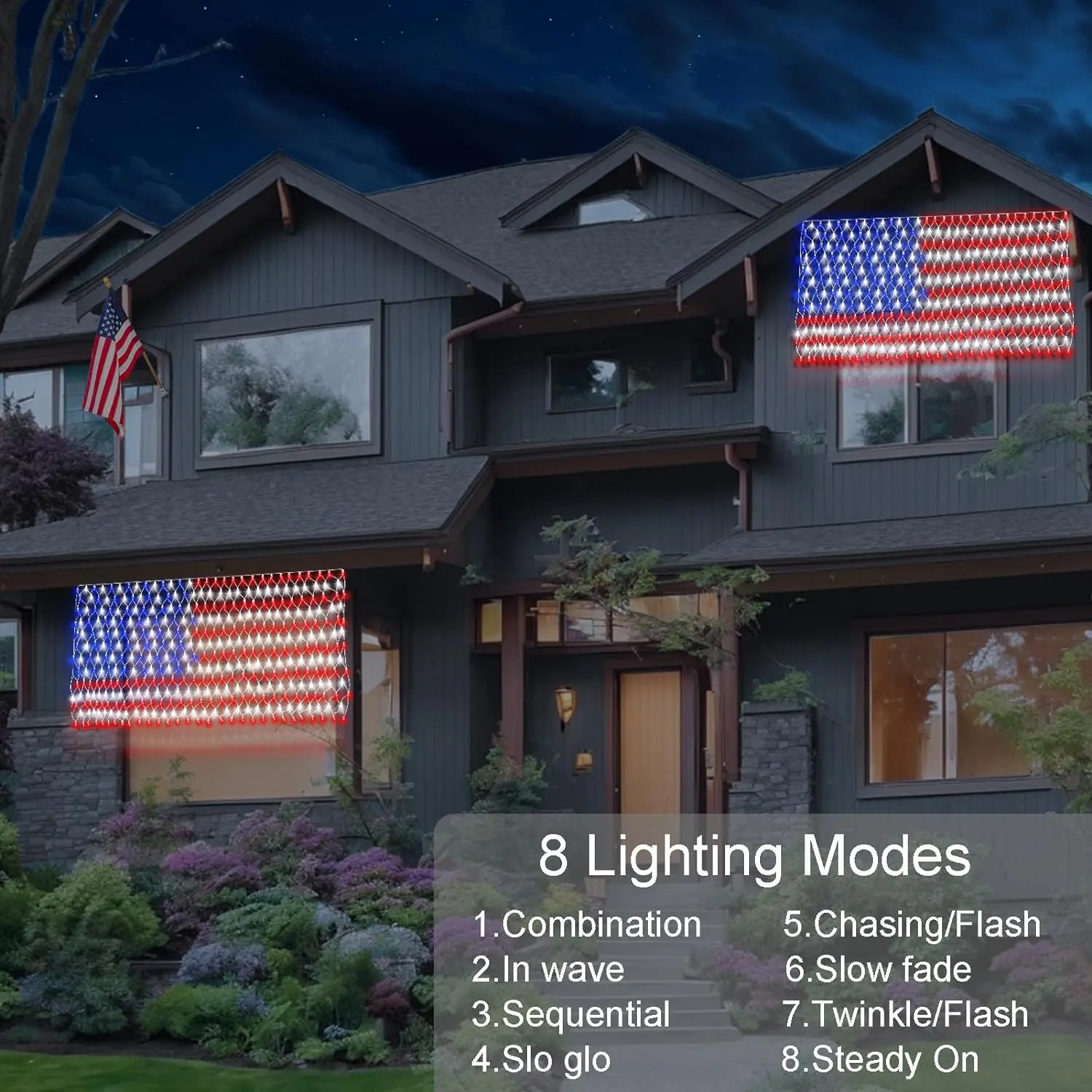 Solar LED American Flag Light for Outdoor Decor