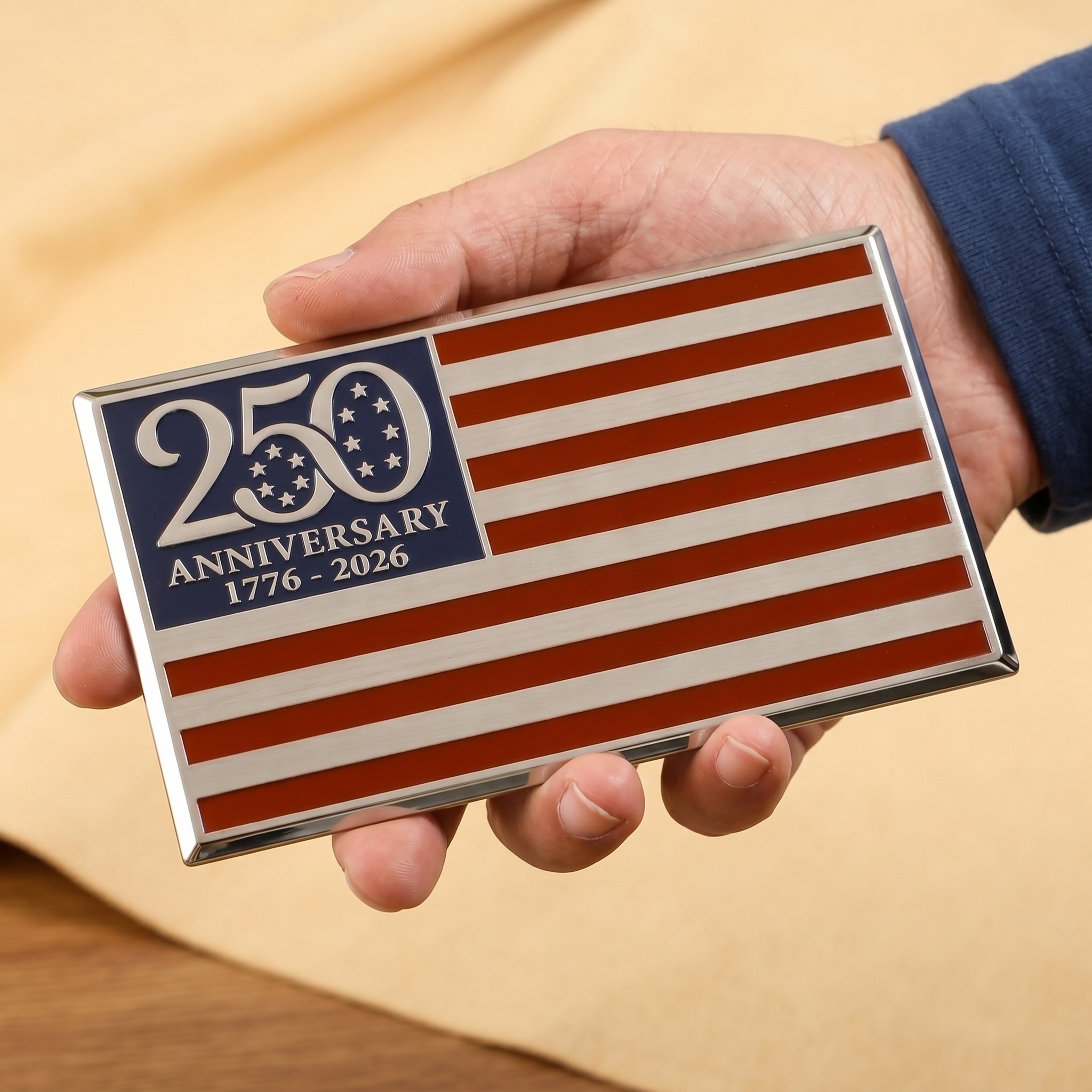250th Anniversary Flag Metal Emblem