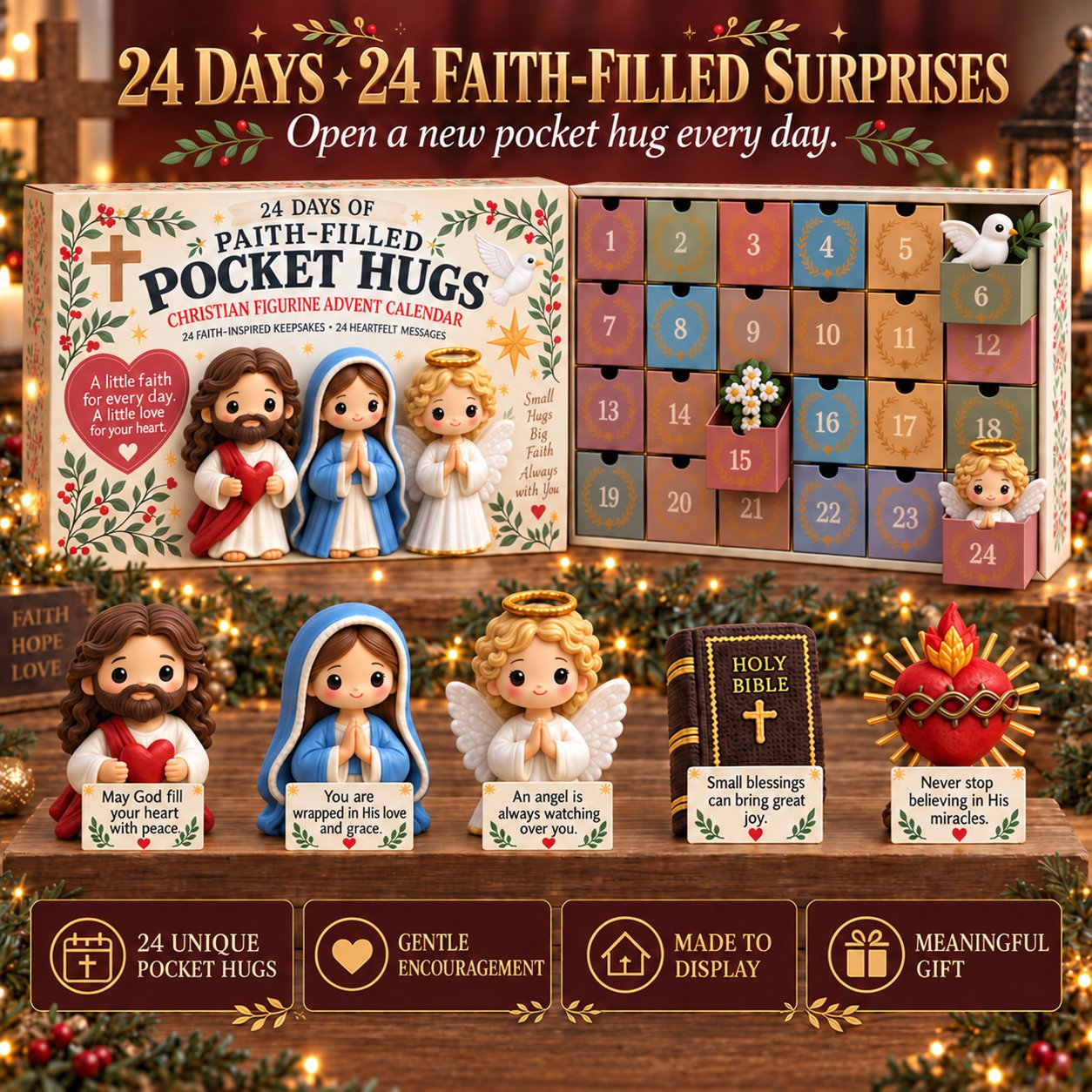 ✝️ 24 Days of Faith-Filled Pocket HugsTM Advent Calendar