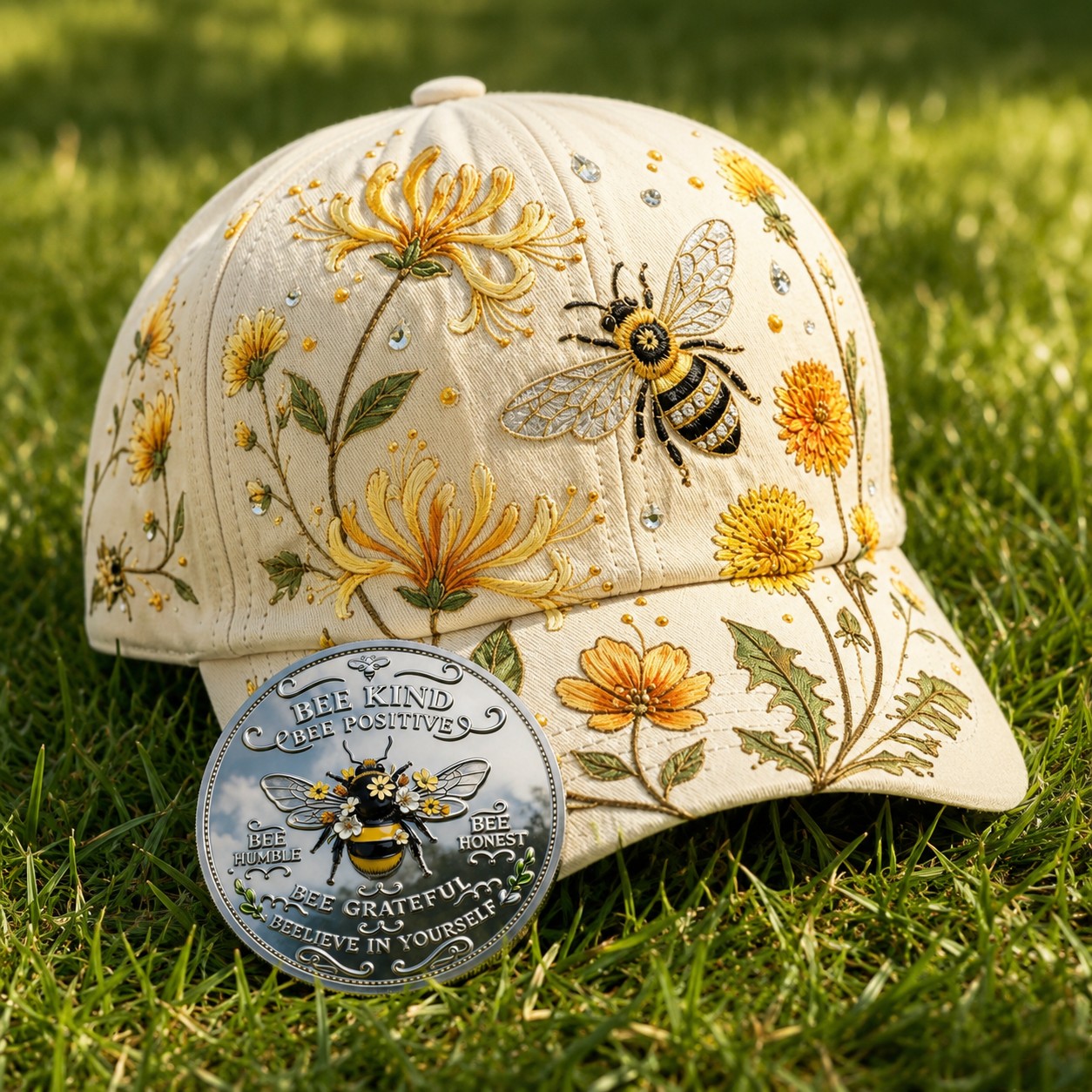 🏆Flash Sale 60% OFF - Bee Kind Cap & Commemorative Coin Set