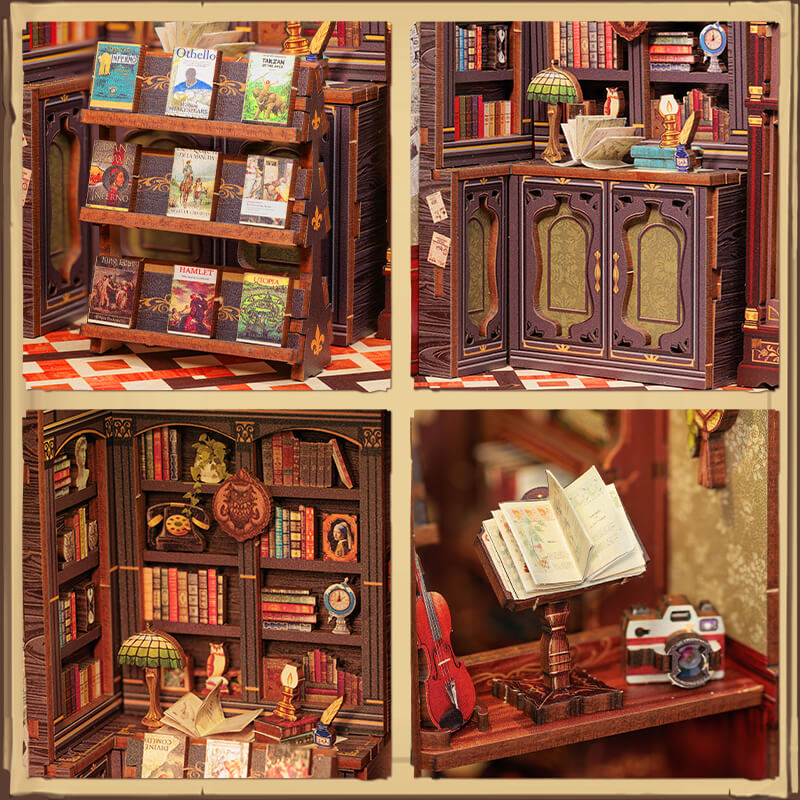 ★Mini Owl Bookstore - DIY Miniature Book Nook Kit Collection