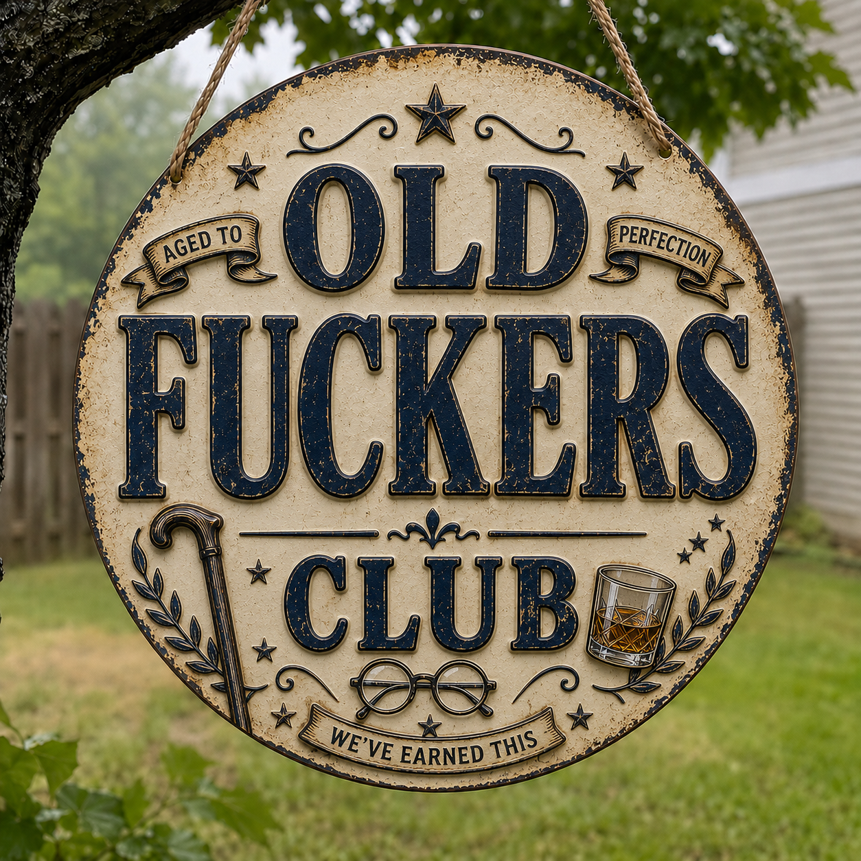 Old Fuckers Club Hanging Sign