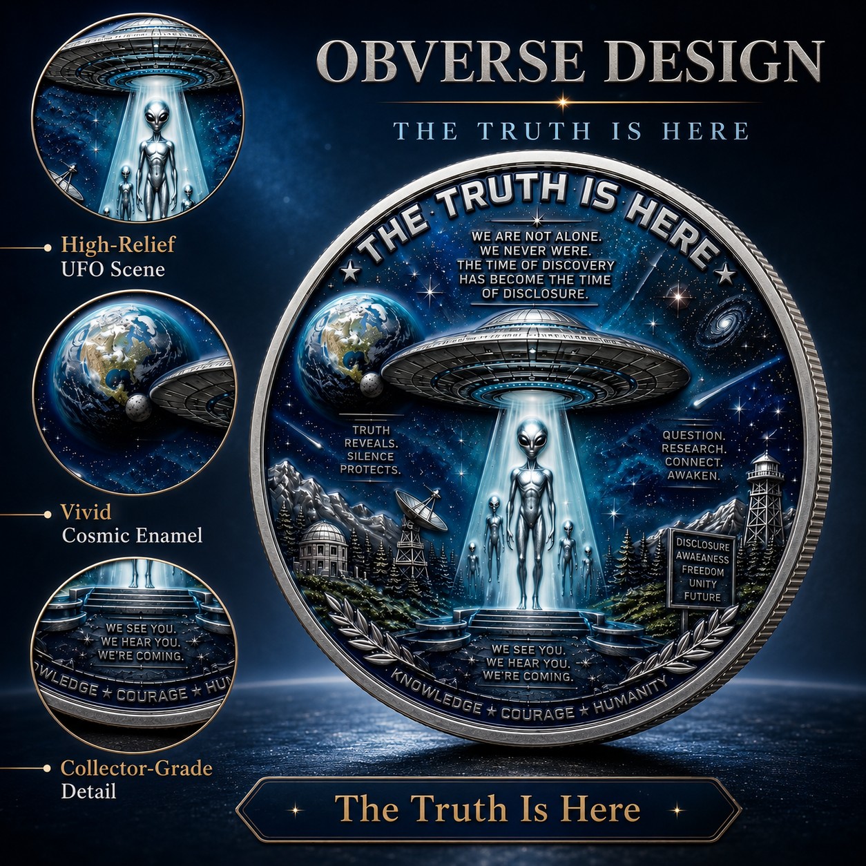 🛸The Truth Is Here UFO Disclosure Coin