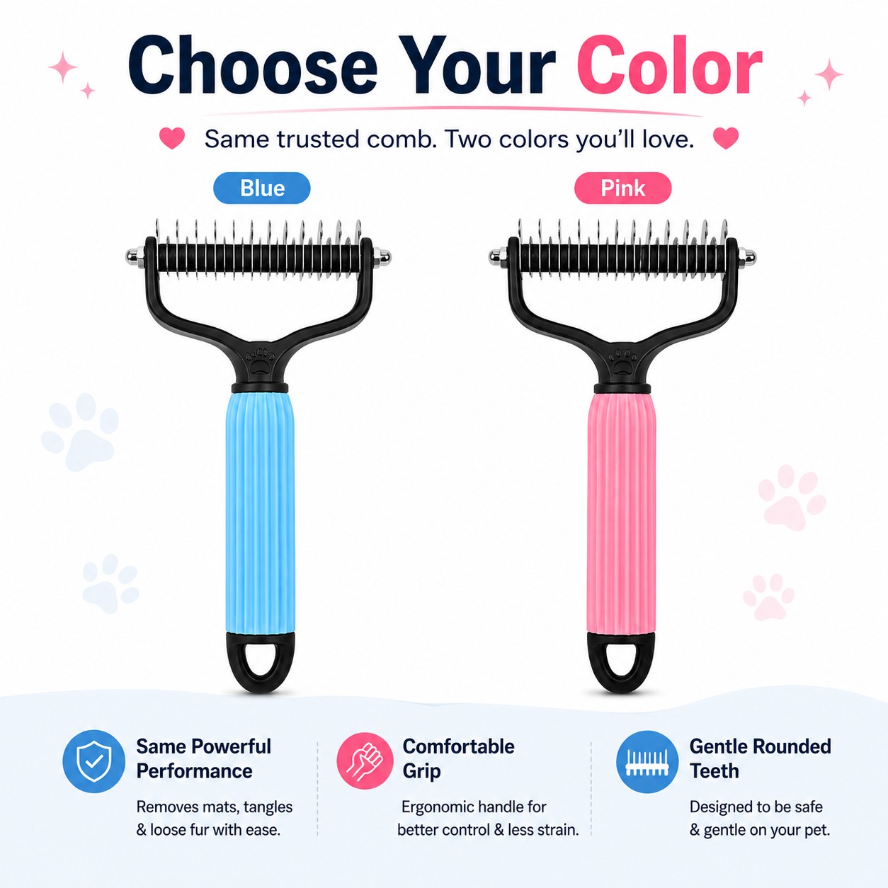 Stainless Steel Pet Dematting & Deshedding Comb - Gentle on fur. Tough on mats. Loved by pet parents. 🐾
