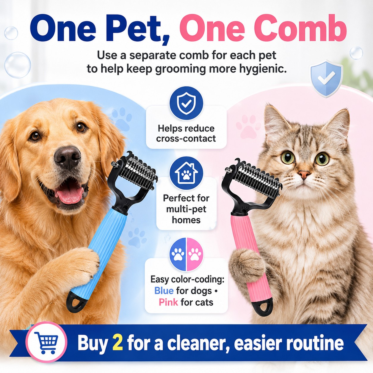 Stainless Steel Pet Dematting & Deshedding Comb - Gentle on fur. Tough on mats. Loved by pet parents. 🐾