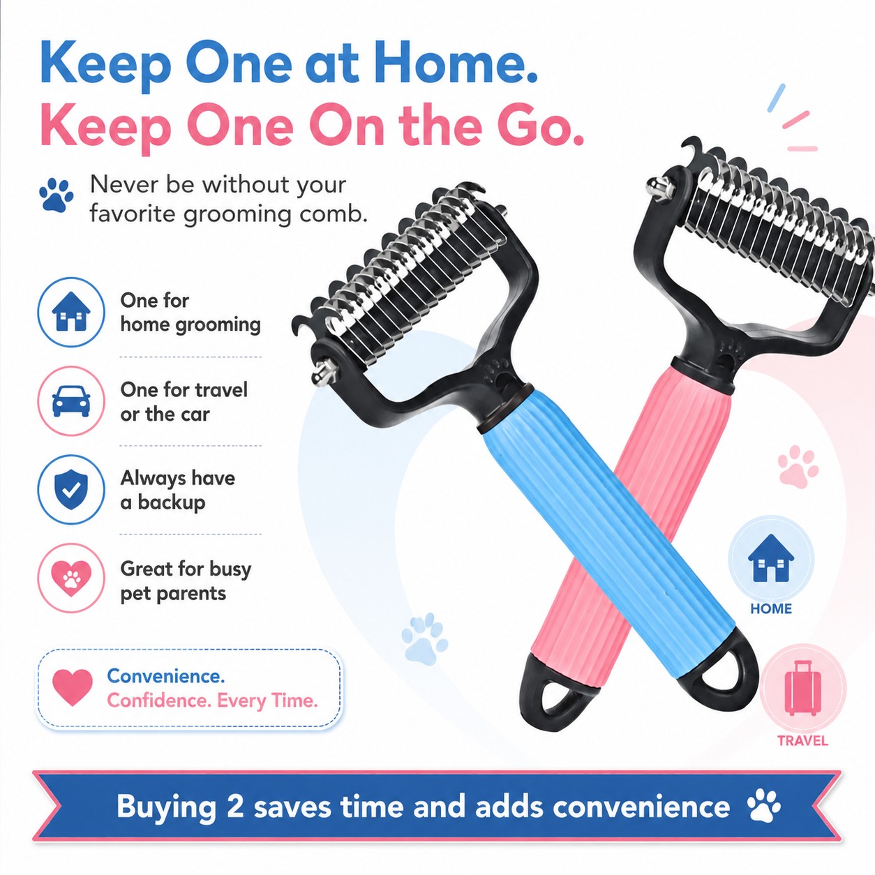 Stainless Steel Pet Dematting & Deshedding Comb - Gentle on fur. Tough on mats. Loved by pet parents. 🐾
