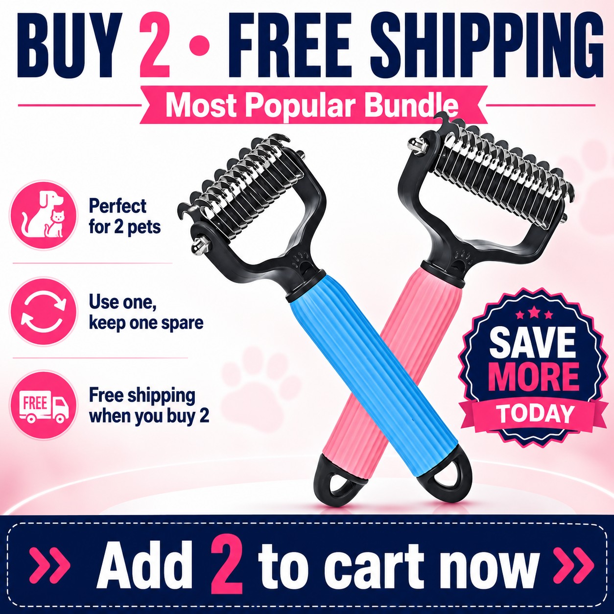 Stainless Steel Pet Dematting & Deshedding Comb - Gentle on fur. Tough on mats. Loved by pet parents. 🐾