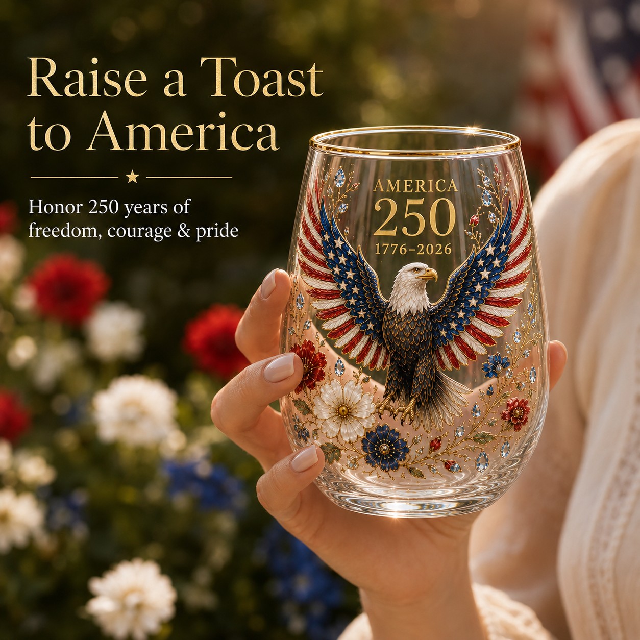 America 250 Eagle Glass Tumbler