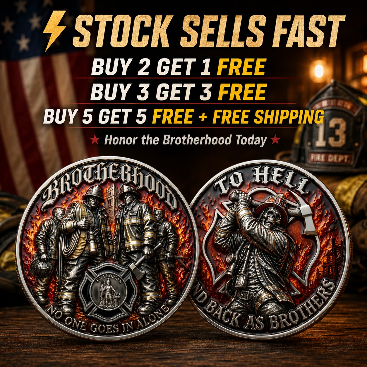 Brotherhood Firefighter Challenge Coin
