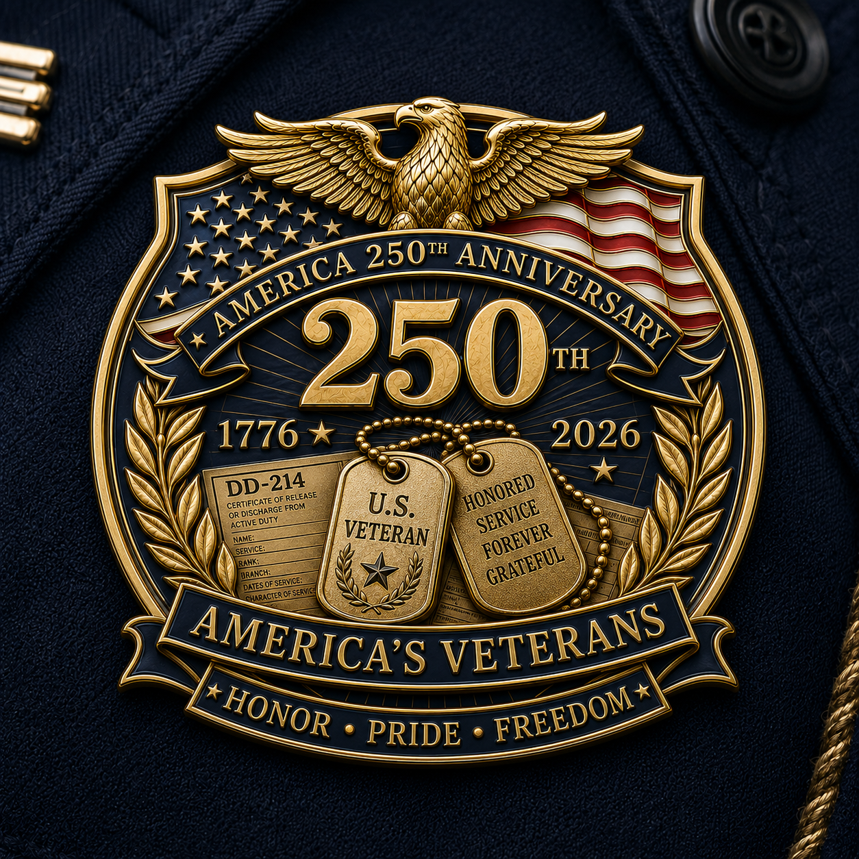 America 250th Anniversary Veteran Brooch