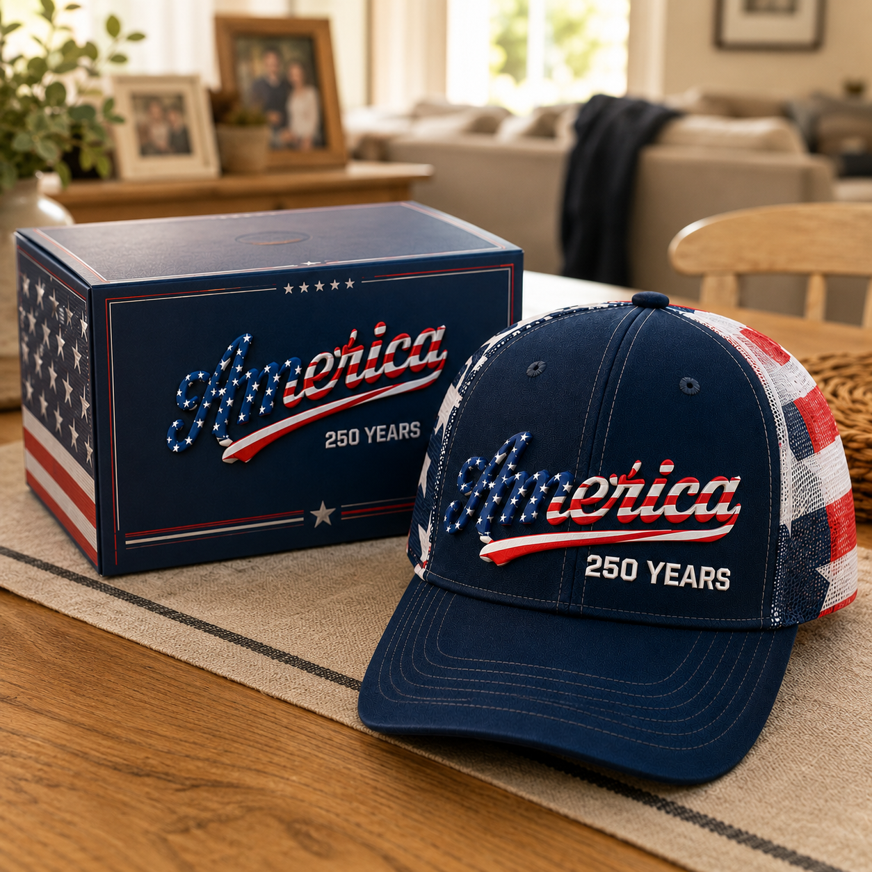 🔥July 4th Sale - ❤️ 🇺🇸 America 250 Years Patriotic Embroidered Mesh Trucker Cap
