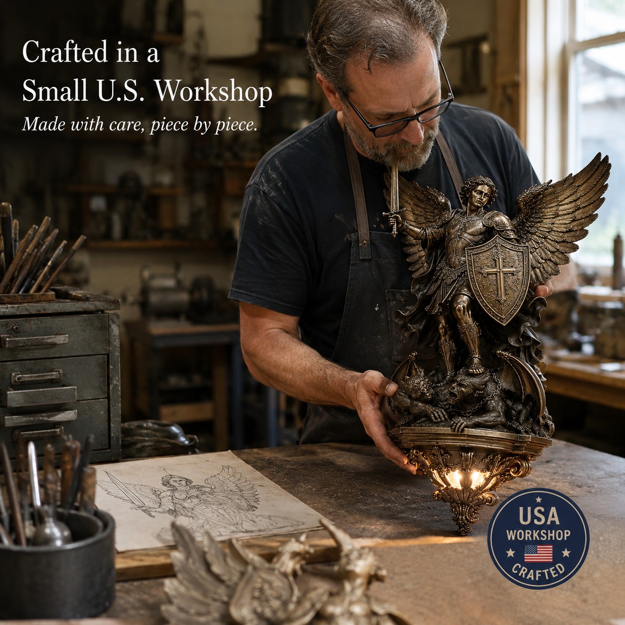 St. Michael Guardian Angel Wall Light