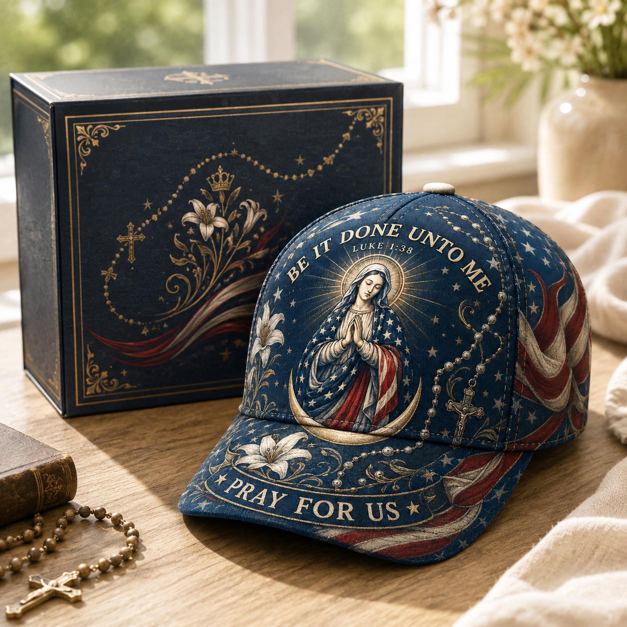 Be It Done Unto Me Pray for Us Faith Hat