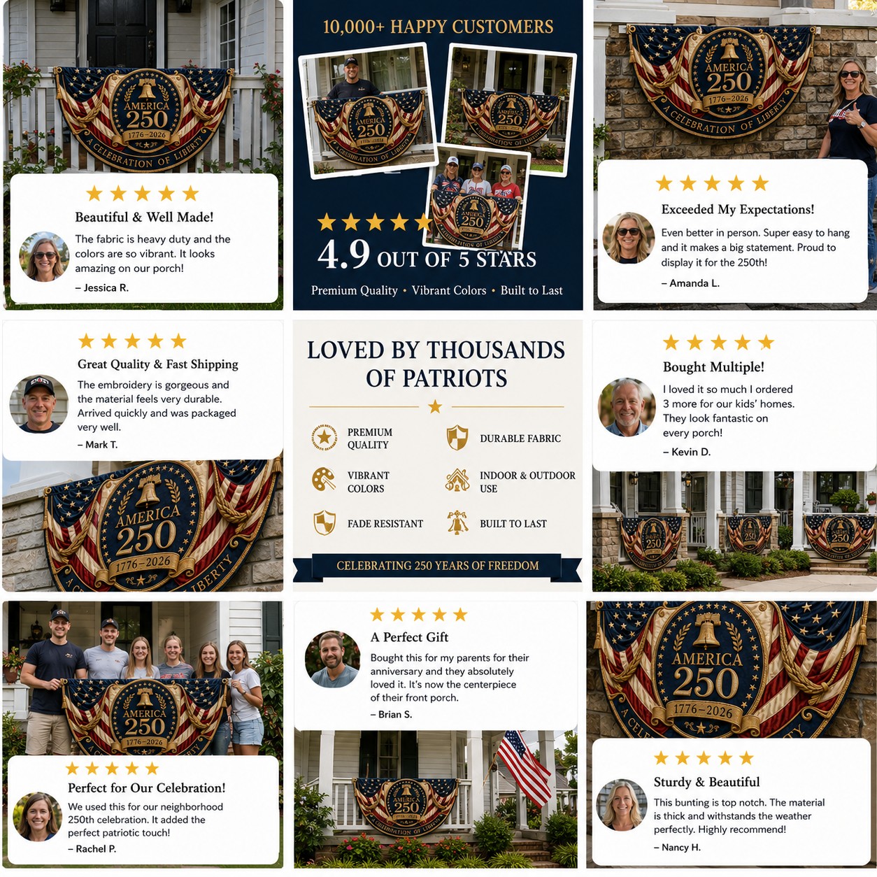 America 250 Fan Bunting Flag