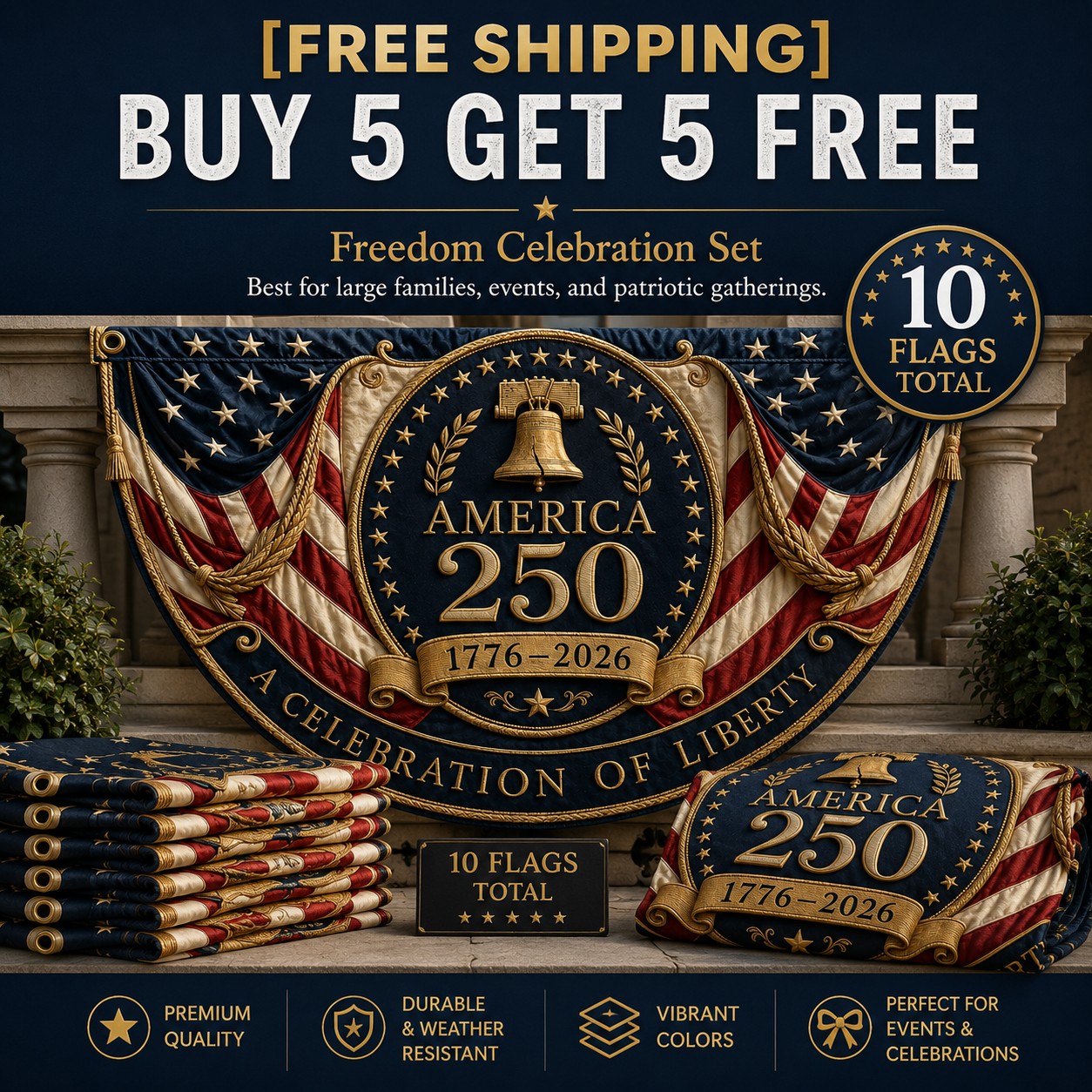 America 250 Fan Bunting Flag
