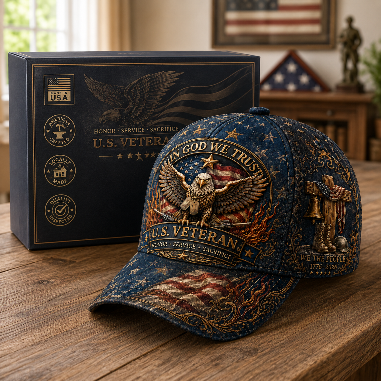 U.S. Veteran “In God We Trust” Patriotic Cap