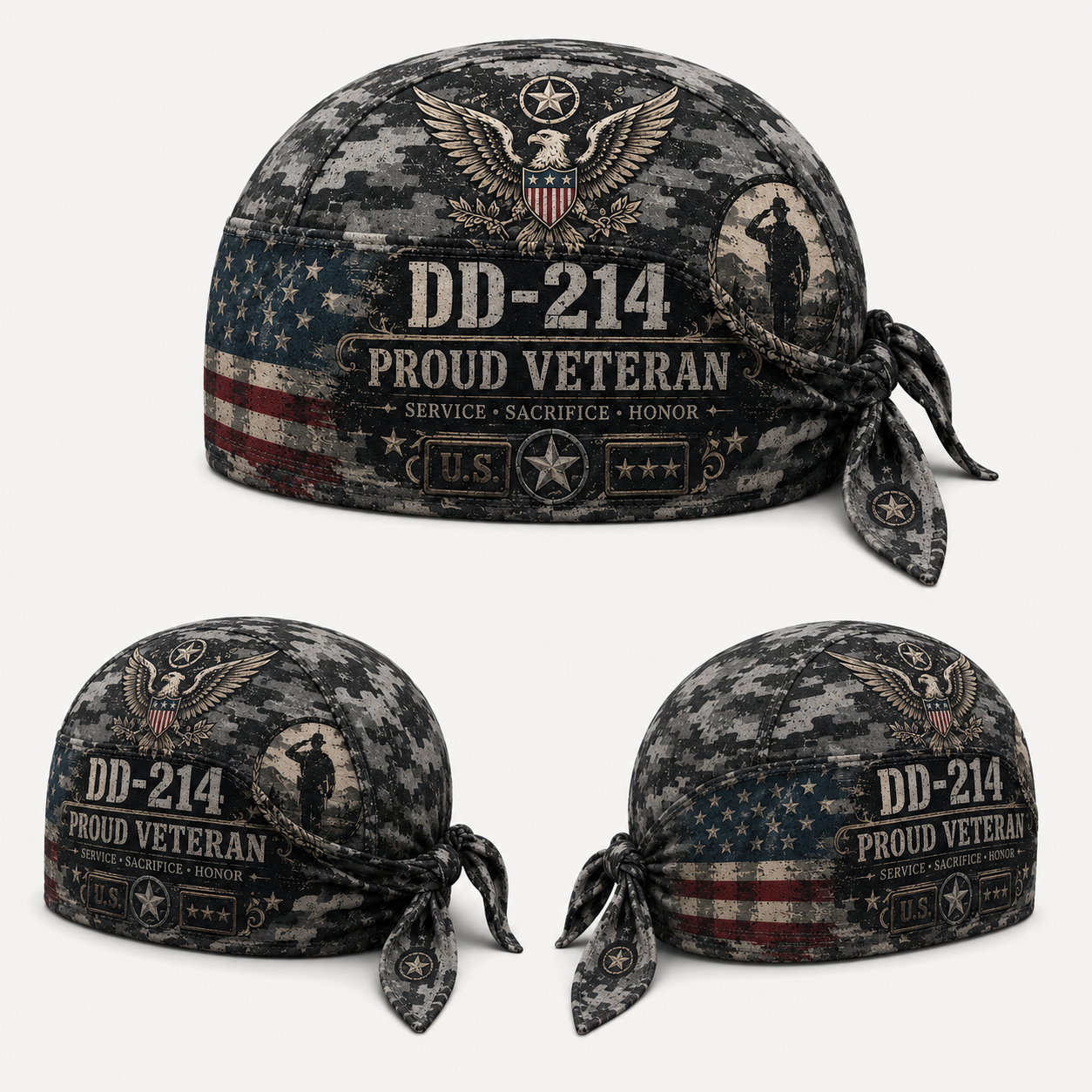 DD-214 Proud Veteran Riding Headwrap Cap