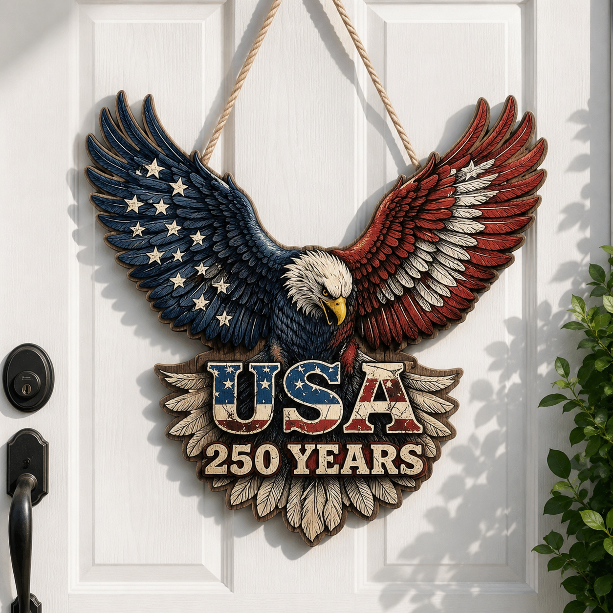 USA 250 Years Wooden Door Hanger
