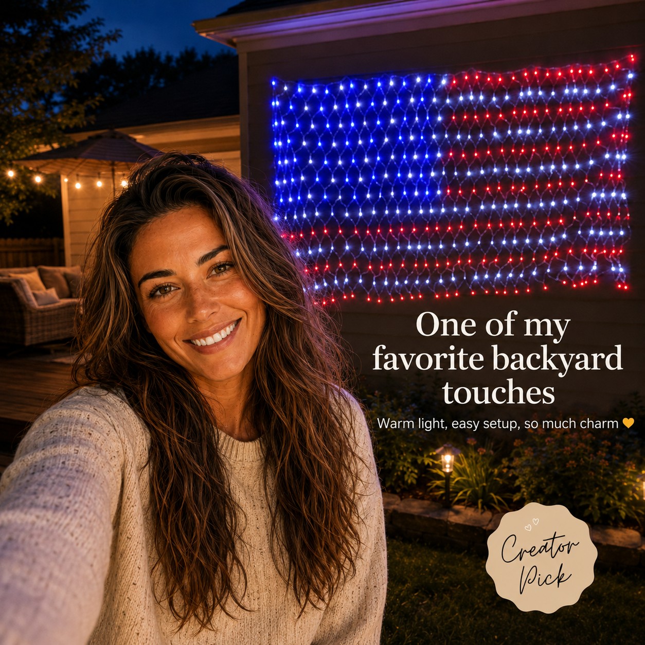 Solar LED American Flag Light for Outdoor Decor