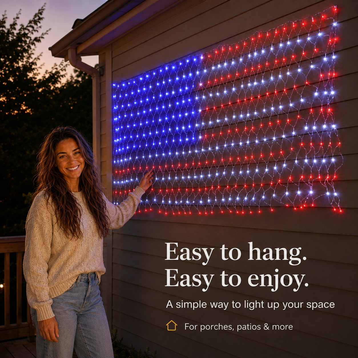 Solar LED American Flag Light for Outdoor Decor