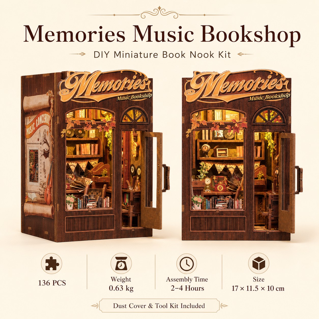 ★Mini Owl Bookstore - DIY Miniature Book Nook Kit Collection