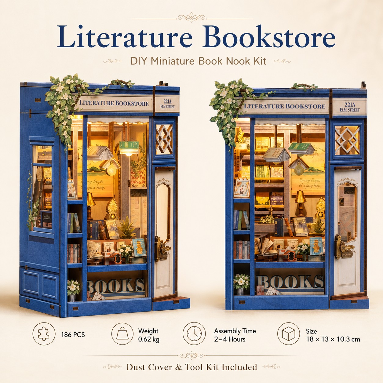 ★Mini Owl Bookstore - DIY Miniature Book Nook Kit Collection