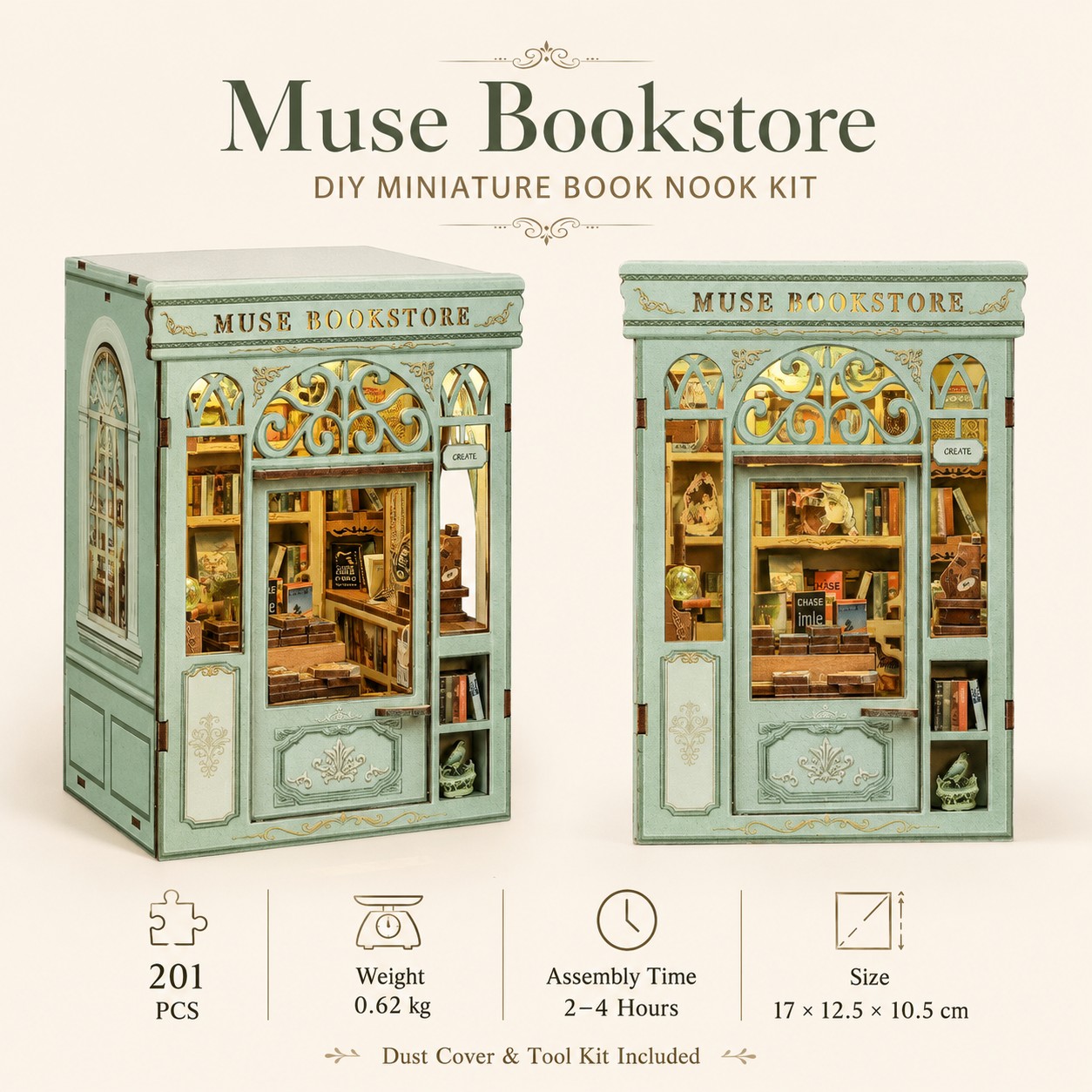 ★Mini Owl Bookstore - DIY Miniature Book Nook Kit Collection