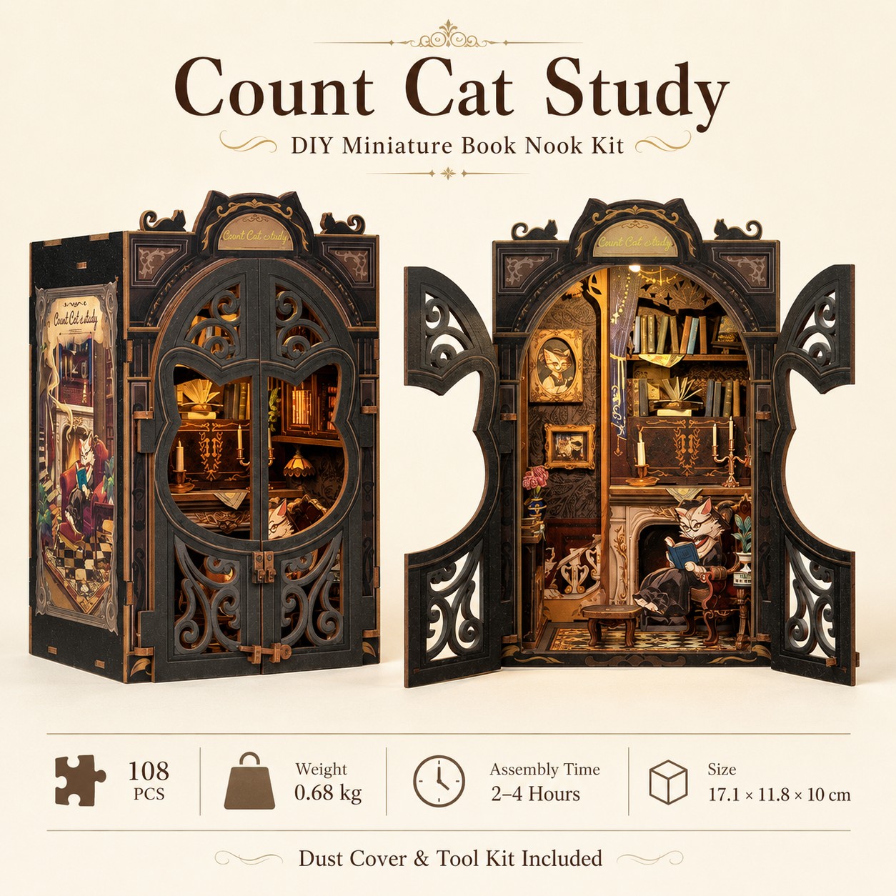 ★Mini Owl Bookstore - DIY Miniature Book Nook Kit Collection