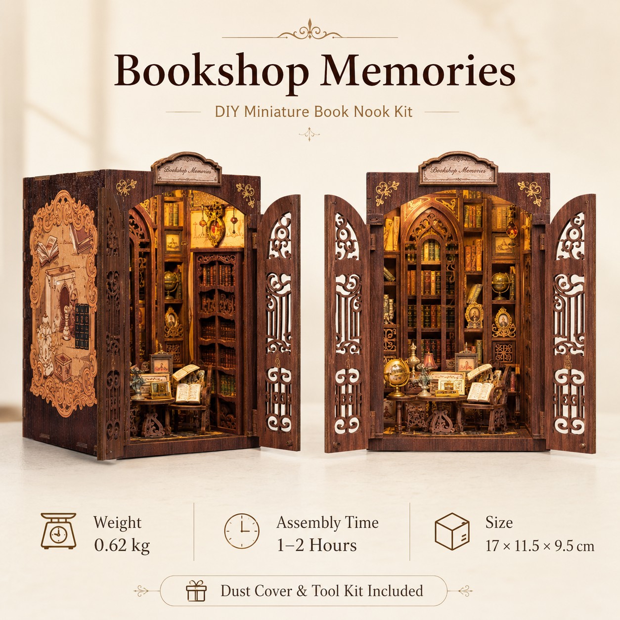 ★Mini Owl Bookstore - DIY Miniature Book Nook Kit Collection