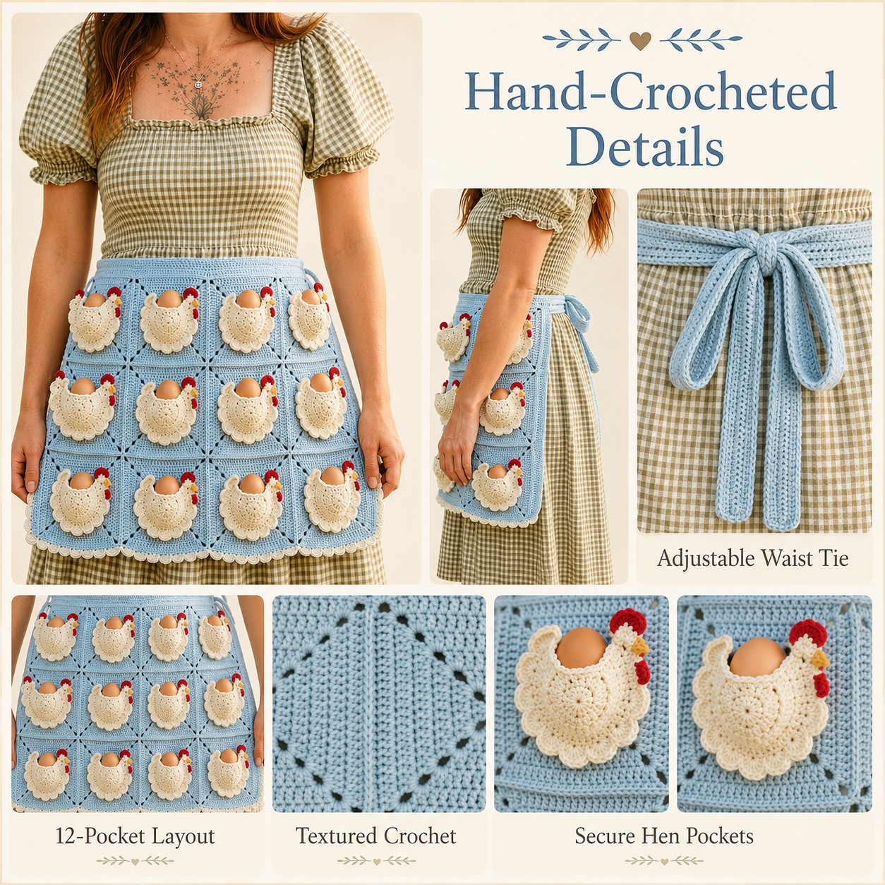 Cottage Hen Egg Collecting Apron