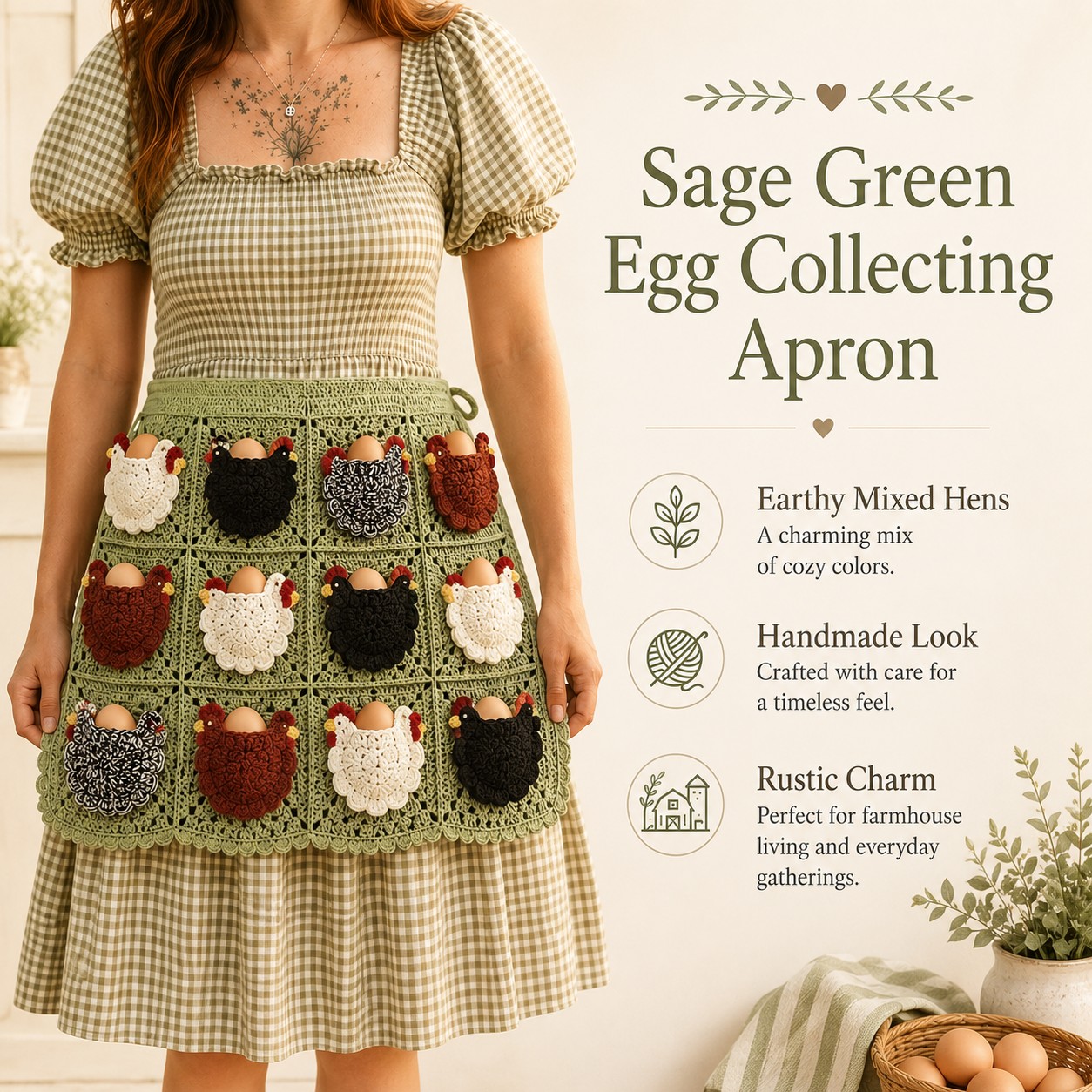 Cottage Hen Egg Collecting Apron