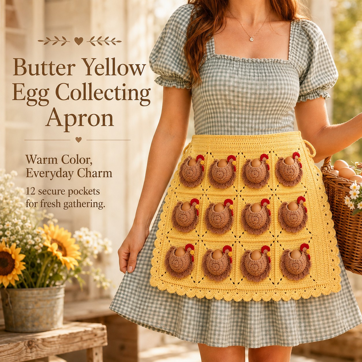 Cottage Hen Egg Collecting Apron