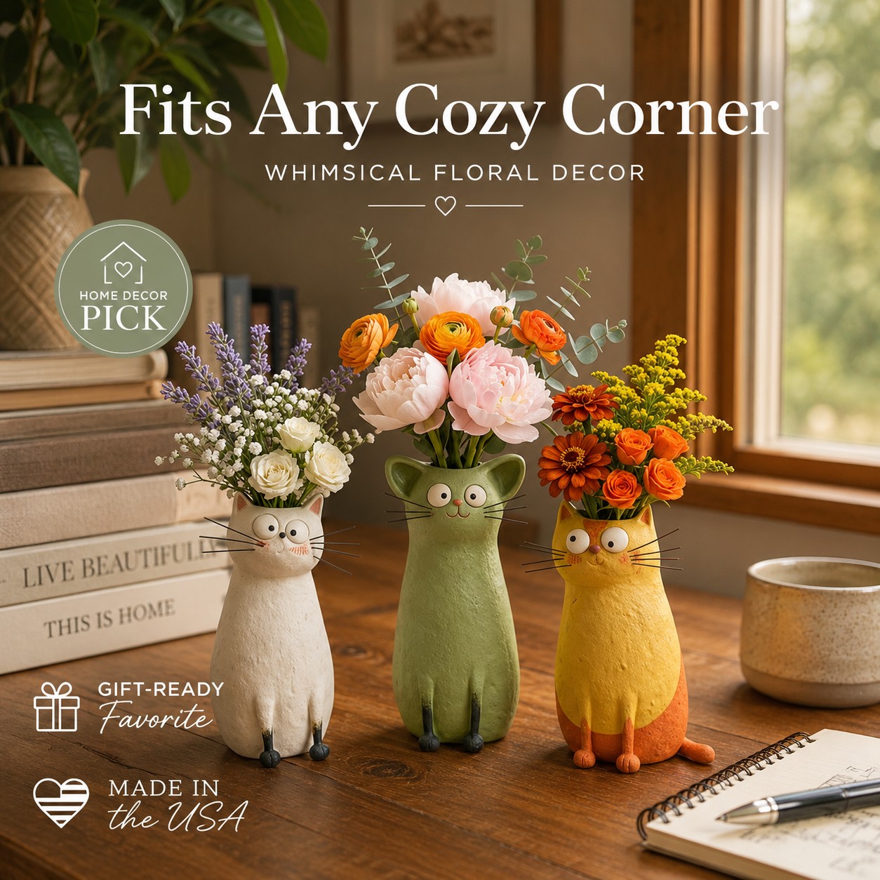 😻LAST DAY49% OFF -🔥 Handcrafted Quirky Cat Vase