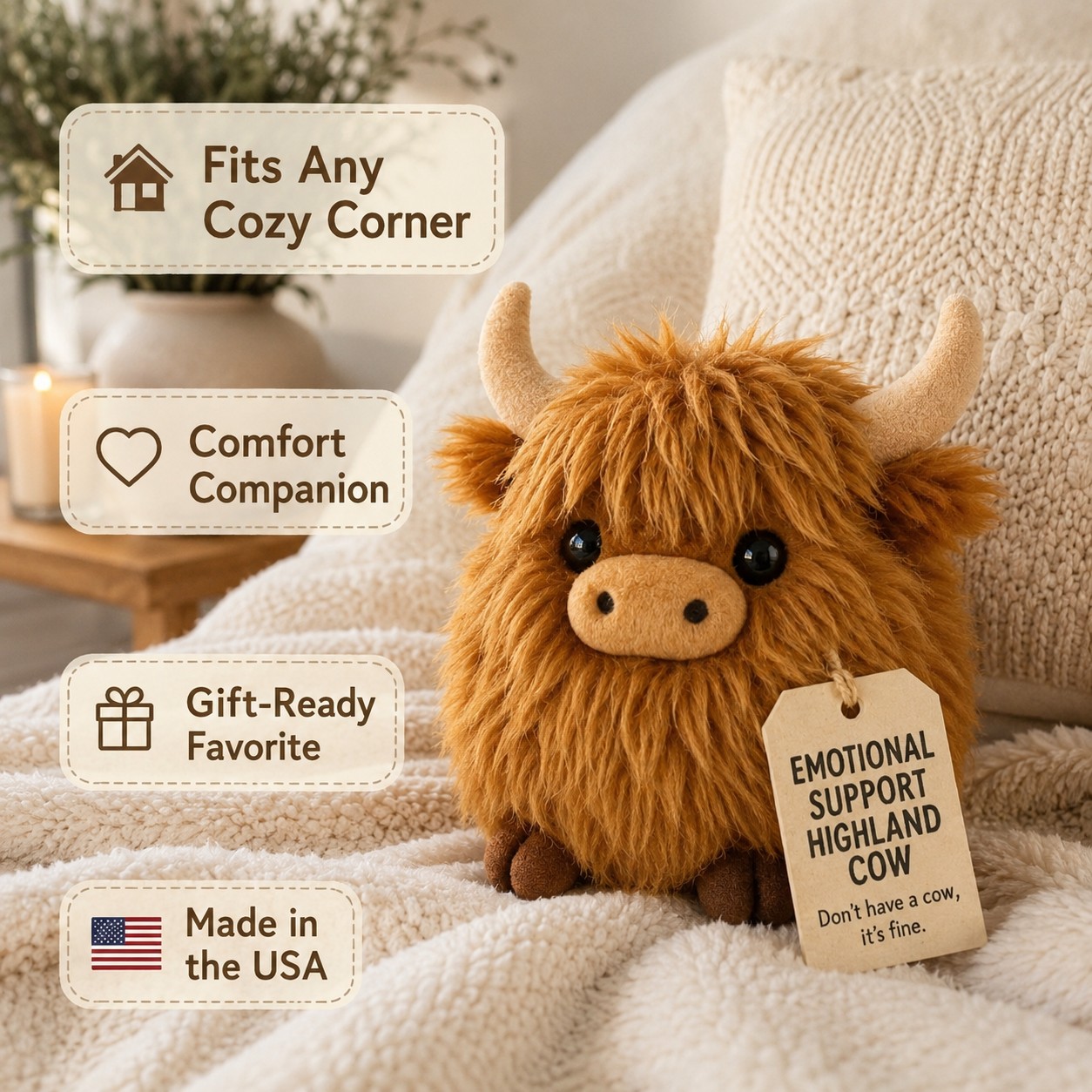 🐂Emotional Support Highland Cow Plush