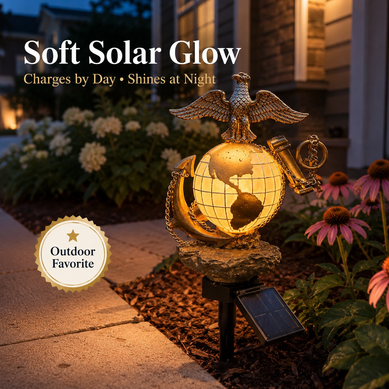 Eagle Globe Anchor Solar Garden Stake