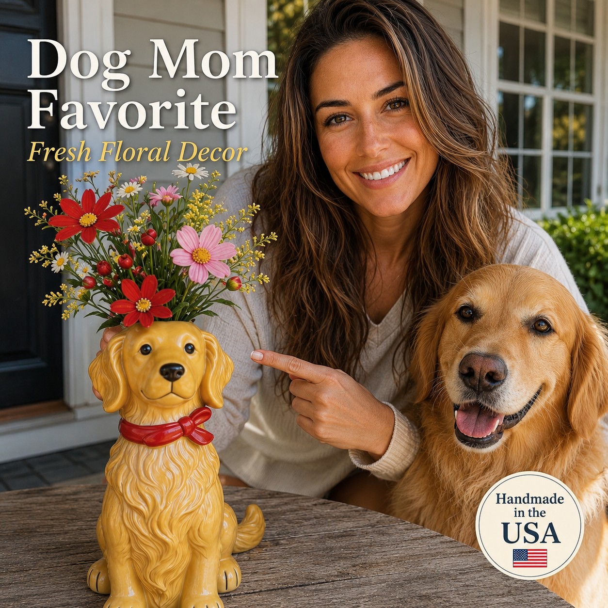 Dog Flower Vase Gift Set