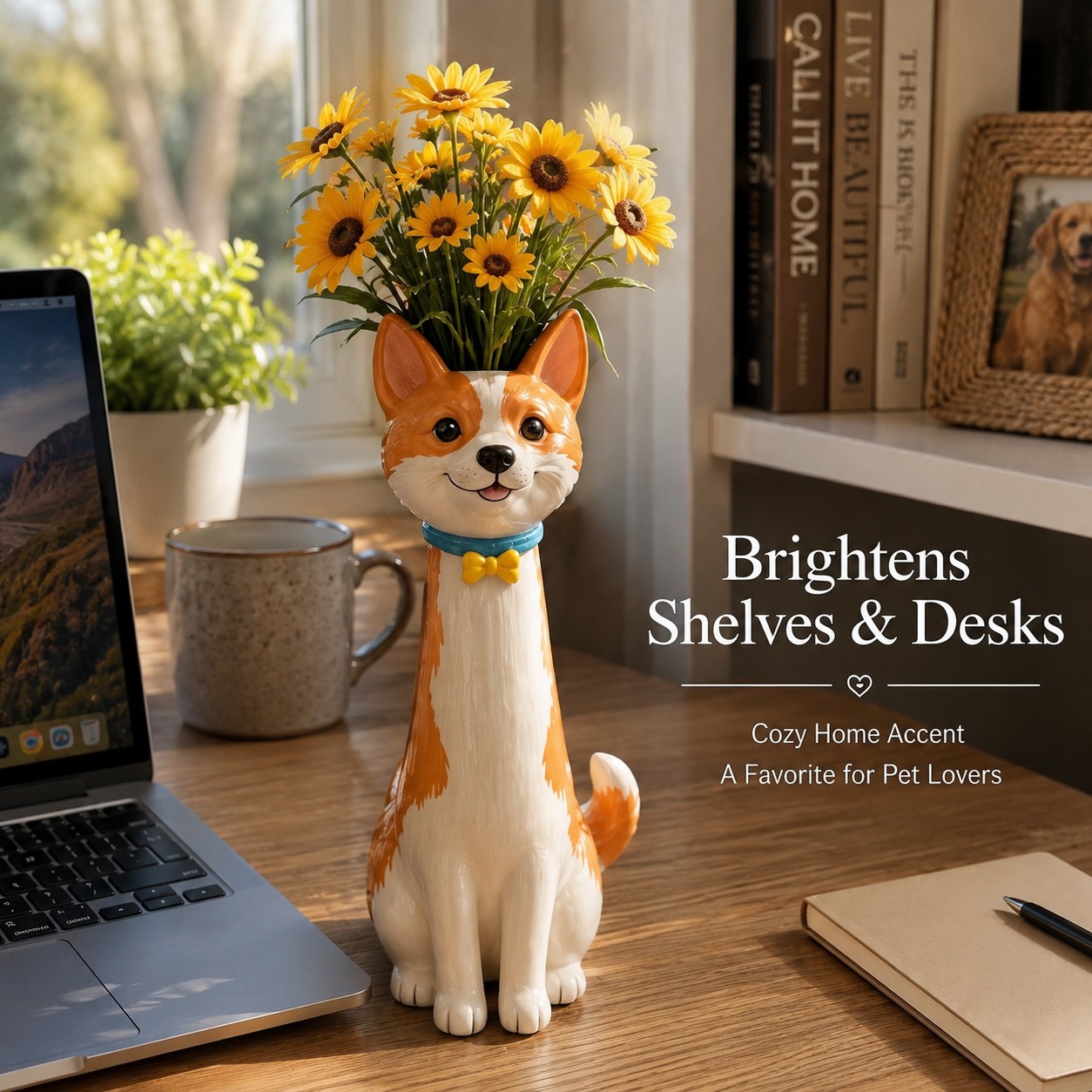 Dog Flower Vase Gift Set