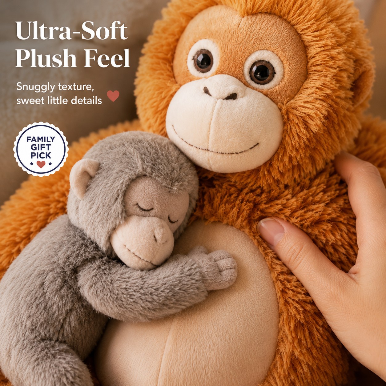 Punch Monkey & His Big Orange Friend Plush Set